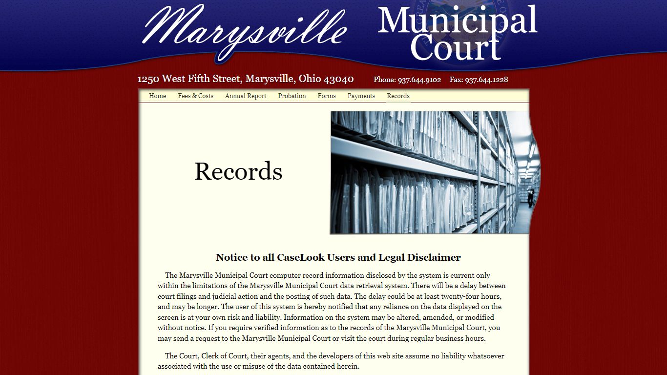 Marysville Municipal Court - Record Search - Union County