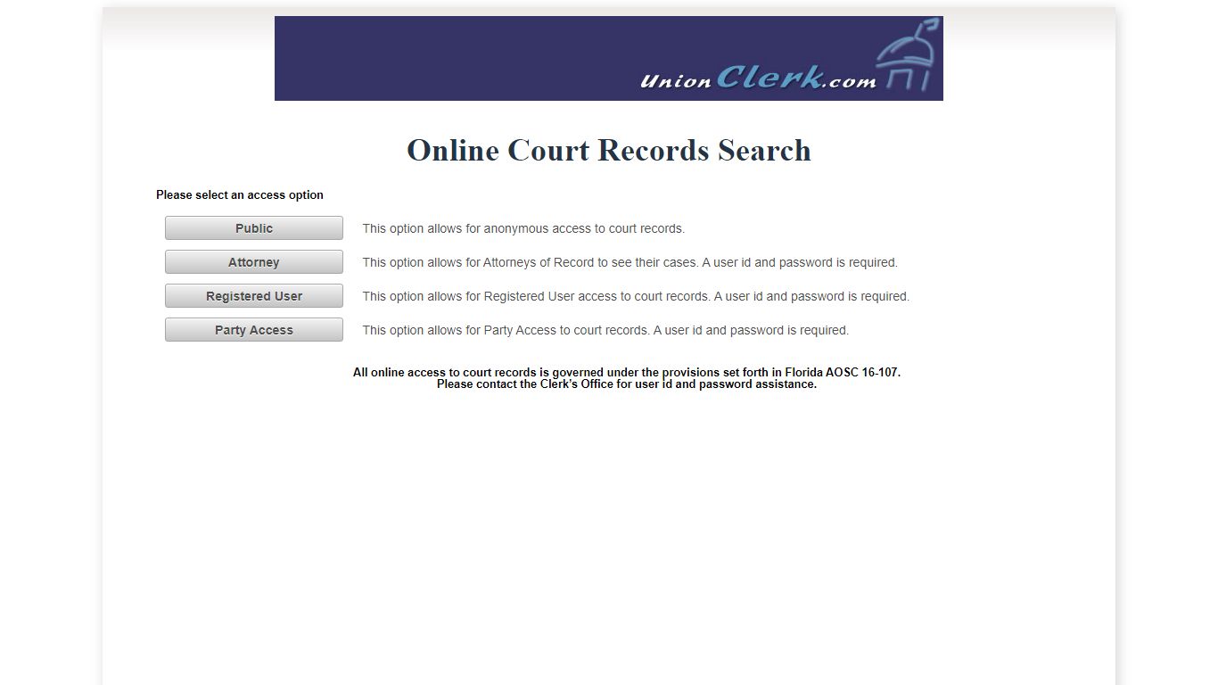 Union County OCRS - ONLINE COURT RECORDS SEARCH